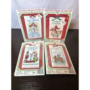 Lot of 4 Counted Cross Stitch Kits - Vintage - The New Berlin Co. USA - NOS